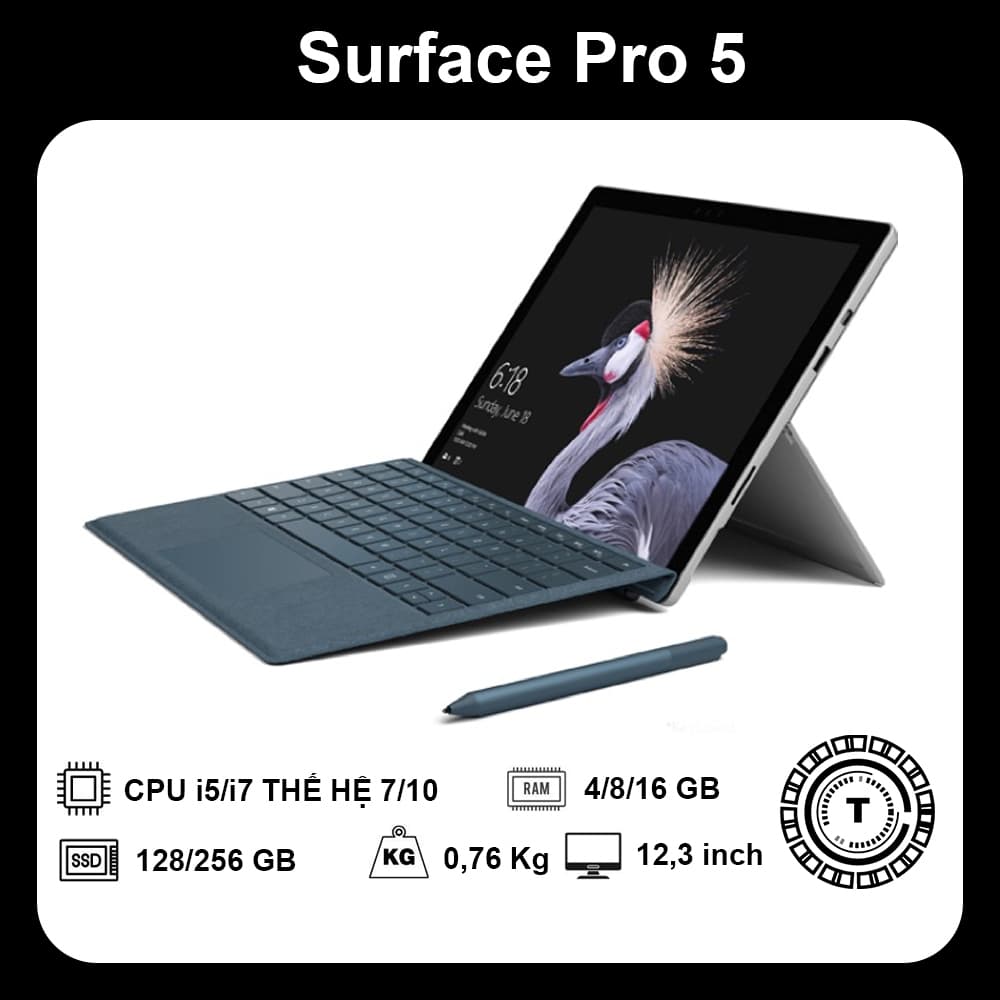 Đánh giá & Review Máy tính bảng Surface Pro 5 bền bỉ và ổn định | Core i5-7300U | Ram 4/8GB | SSD 128/256GB