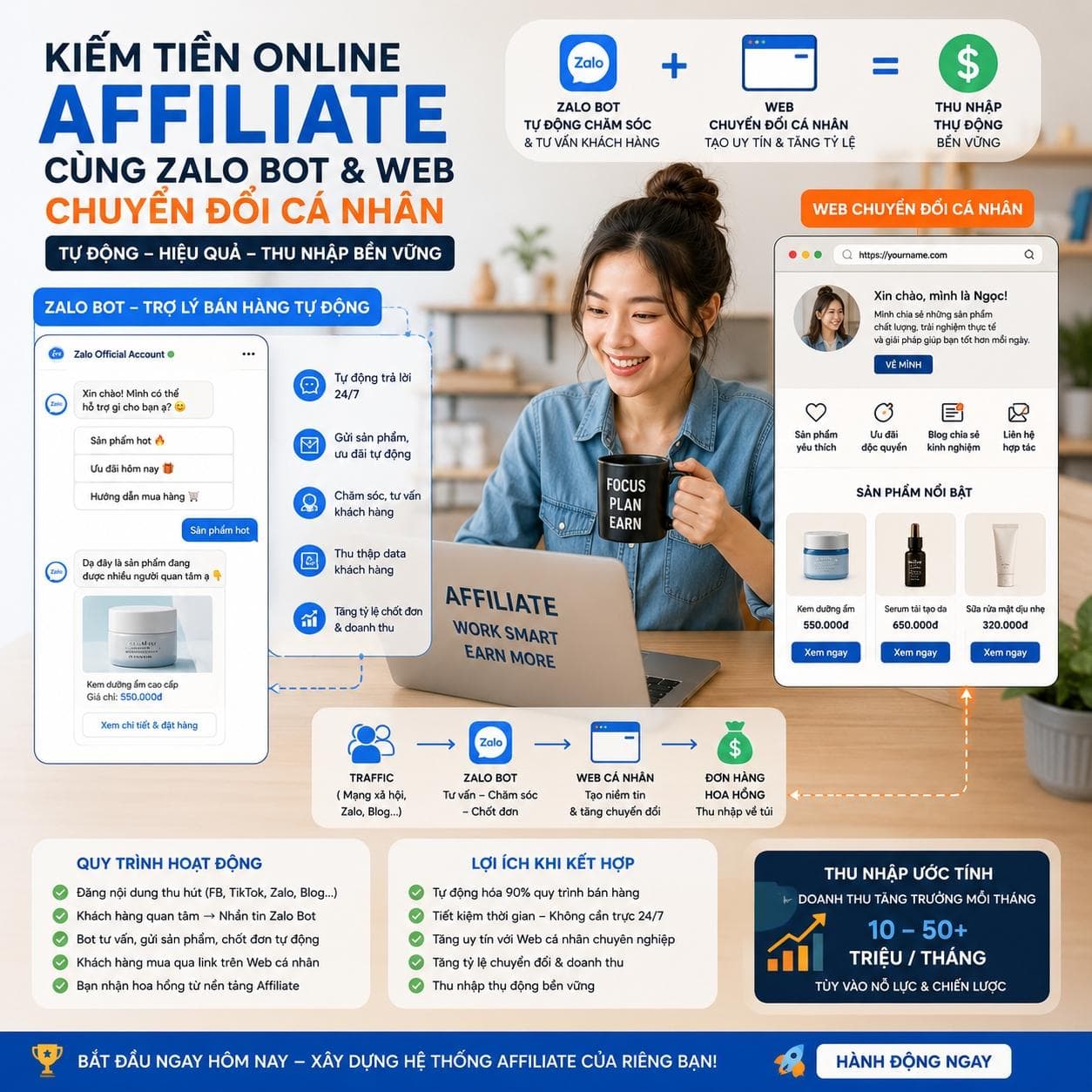 Mẹo tăng thu nhập thụ động bằng tạo ra các công cụ zalo bot và web chuyển đổi từ goaffiliate.online